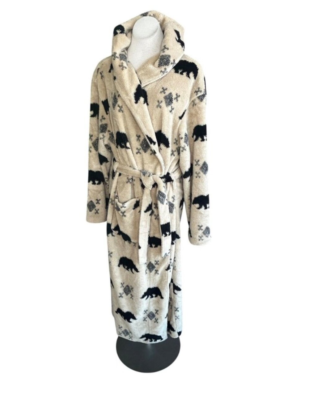 True Grit Vintage 90s Cross stitch Bears Fleece Robe Size L/XL